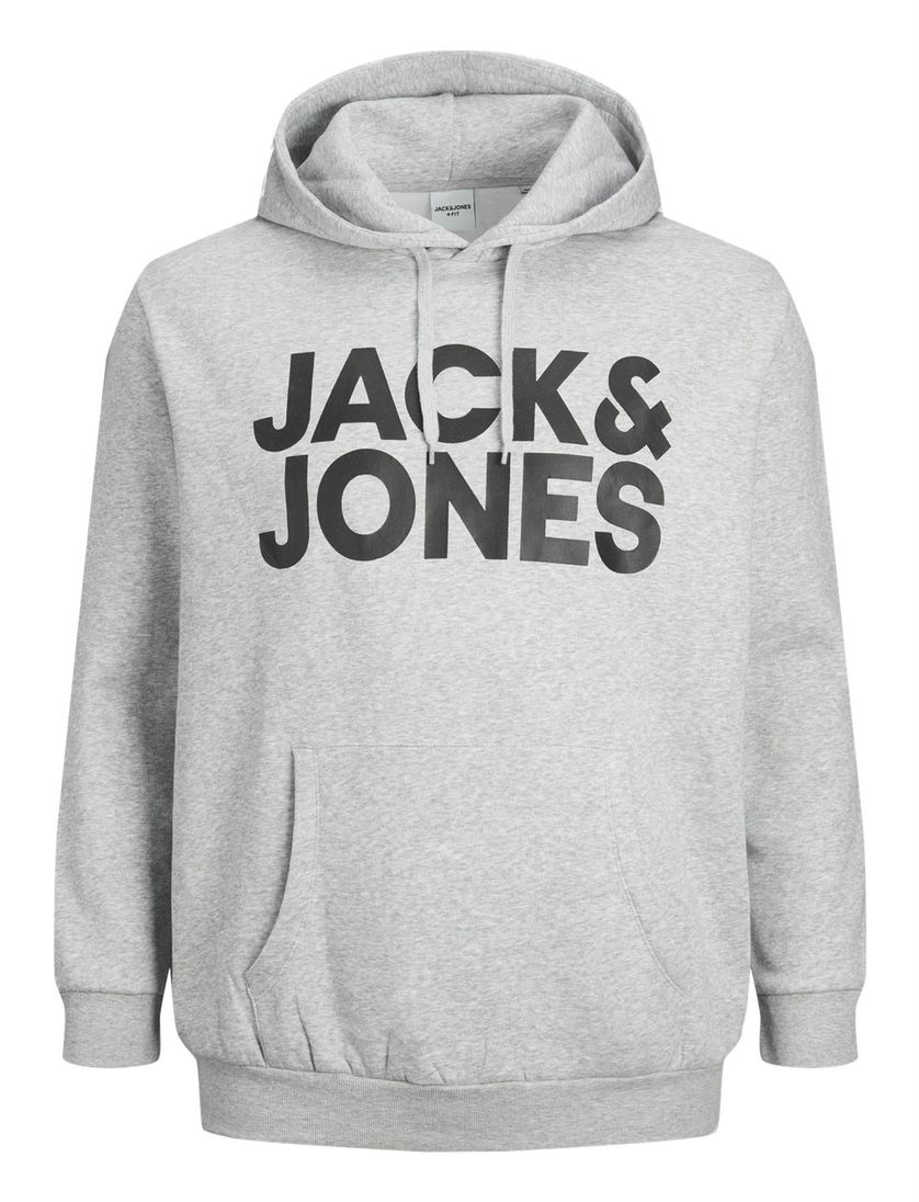 Hoodie Jack & Jones lichtgrijs met capuchon buidelzak