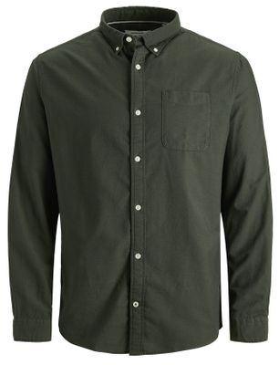 Jack & Jones Overhemd Jack & Jones Plus Size donkergroen witte knoop katoen