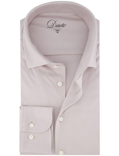 Desoto Desoto Luxury jersey overhemd beige katoen semi wide spread