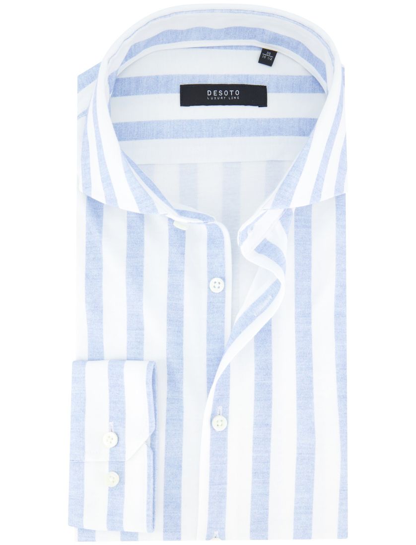 Desoto luxury line slanke fit wit licht blauw gestreept