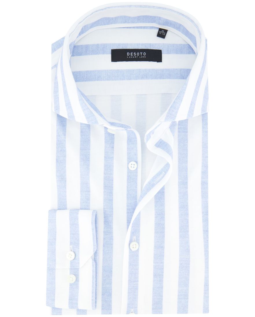 Desoto luxury line wit licht blauw gestreept slanke fit