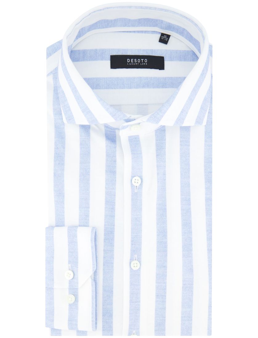 Desoto luxury line slanke fit wit licht blauw gestreept