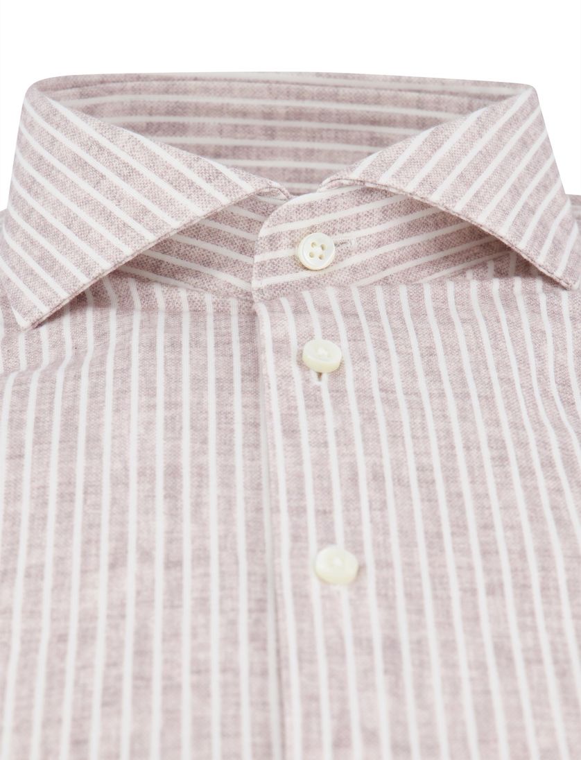 Desoto Luxury line jersey roze wit gestreept strijkvrij katoen