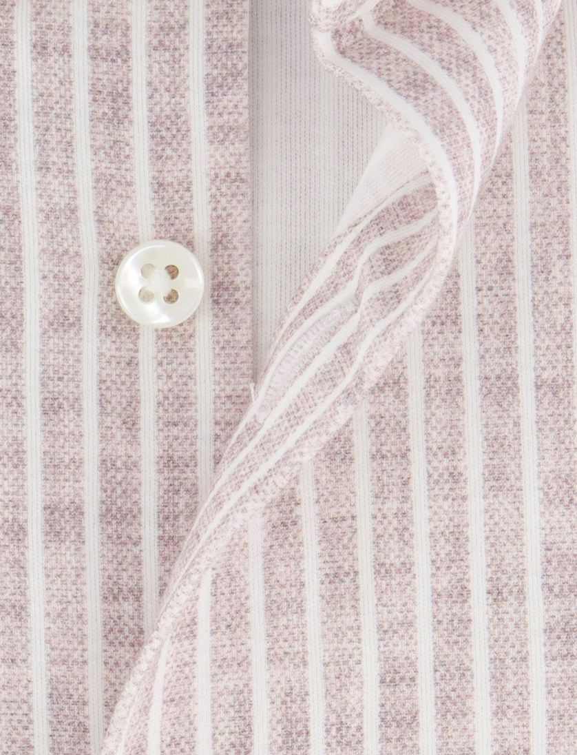 Desoto Luxury line jersey roze wit gestreept strijkvrij katoen