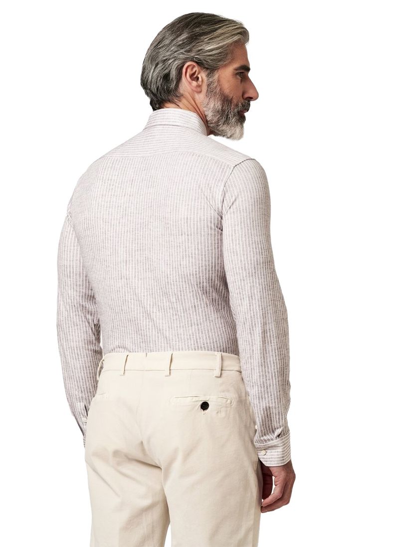 Desoto Luxury line jersey roze wit gestreept strijkvrij katoen