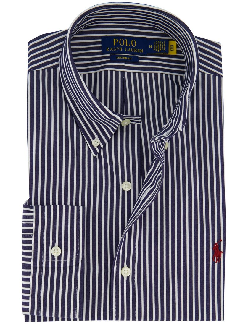 Navy wit gestreept Polo Ralph Lauren overhemd katoen button-down boord