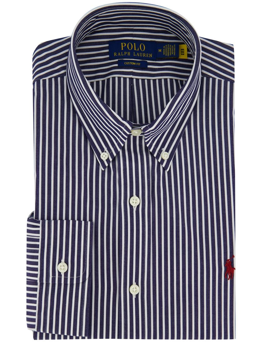 Navy wit gestreept Polo Ralph Lauren overhemd katoen button-down boord
