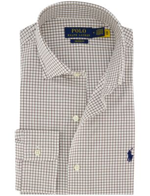 Polo Ralph Lauren Wit bruin geruit Polo Ralph Lauren Custom Fit overhemd