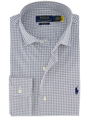 Polo Ralph Lauren Wit navy geruit Polo Ralph Lauren overhemd katoen