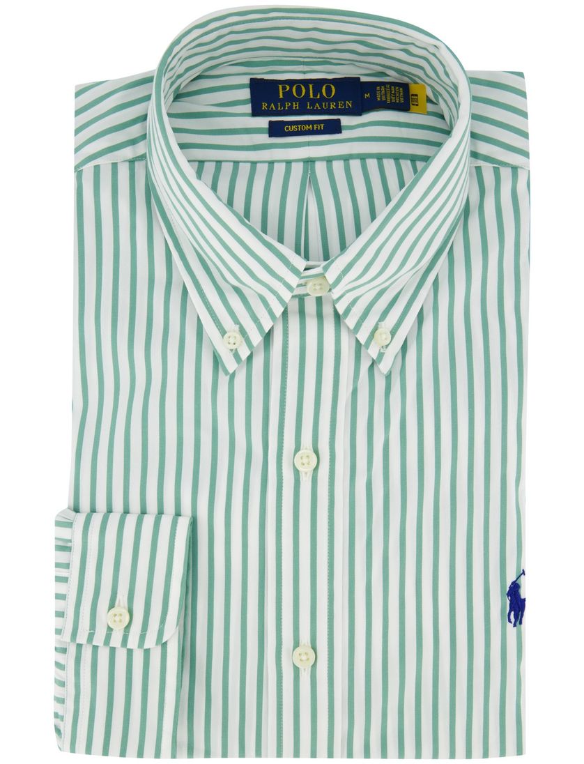 Wit groen gestreept Polo Ralph Lauren overhemd Custom Fit katoen