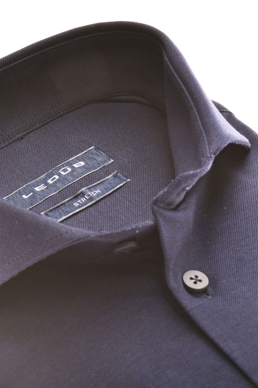 Ledub business overhemd Slim Fit donkerblauw effen 100% katoen