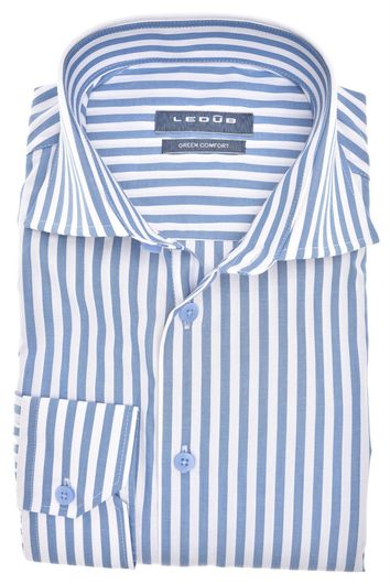 Ledub business overhemd Modern Fit New normale fit lichtblauw wit gestreept katoen