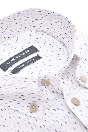 Ledub korte mouw overhemd wit geprint button-down