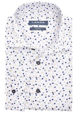 Ledub Ledub overhemd mouwlengte 7 Modern Fit New normale fit wit geprint