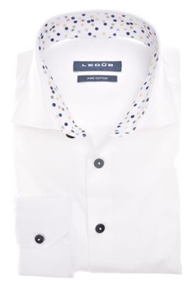 Ledub Ledub zakelijk overhemd Modern Fit New normale fit wit effen katoen