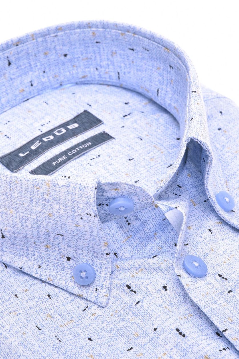 Ledub business overhemd Modern Fit New normale fit blauw met print 100% katoen