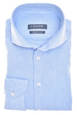 Ledub Ledub business overhemd Slim Fit slim fit lichtblauw geprint linnen en katoen