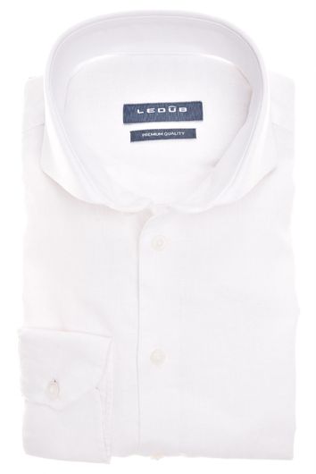 Ledub casual overhemd Slim Fit slim fit wit gemêleerd linnen
