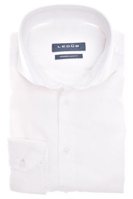 Ledub Ledub casual overhemd Slim Fit slim fit wit gemêleerd linnen