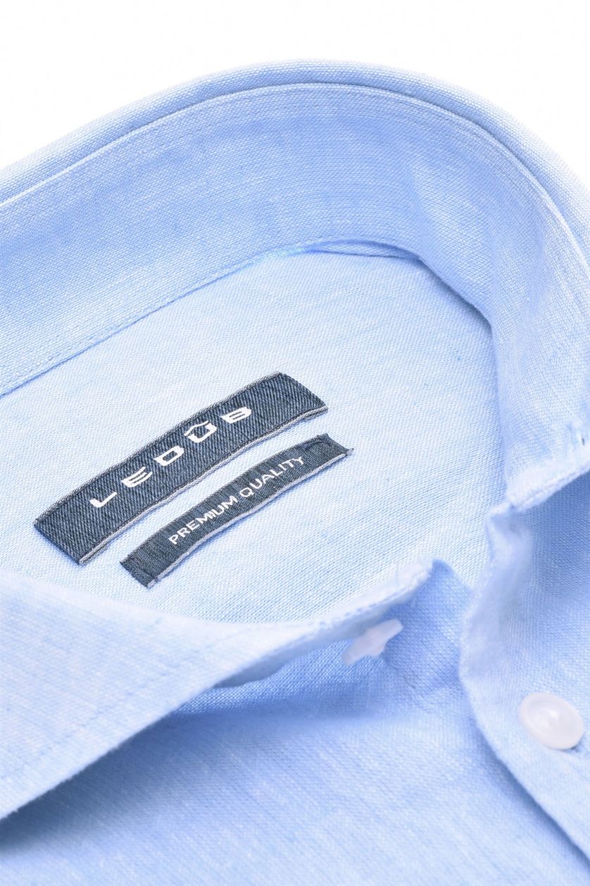 Ledub business overhemd Modern Fit New normale fit lichtblauw gemêleerd linnen cutaway boord
