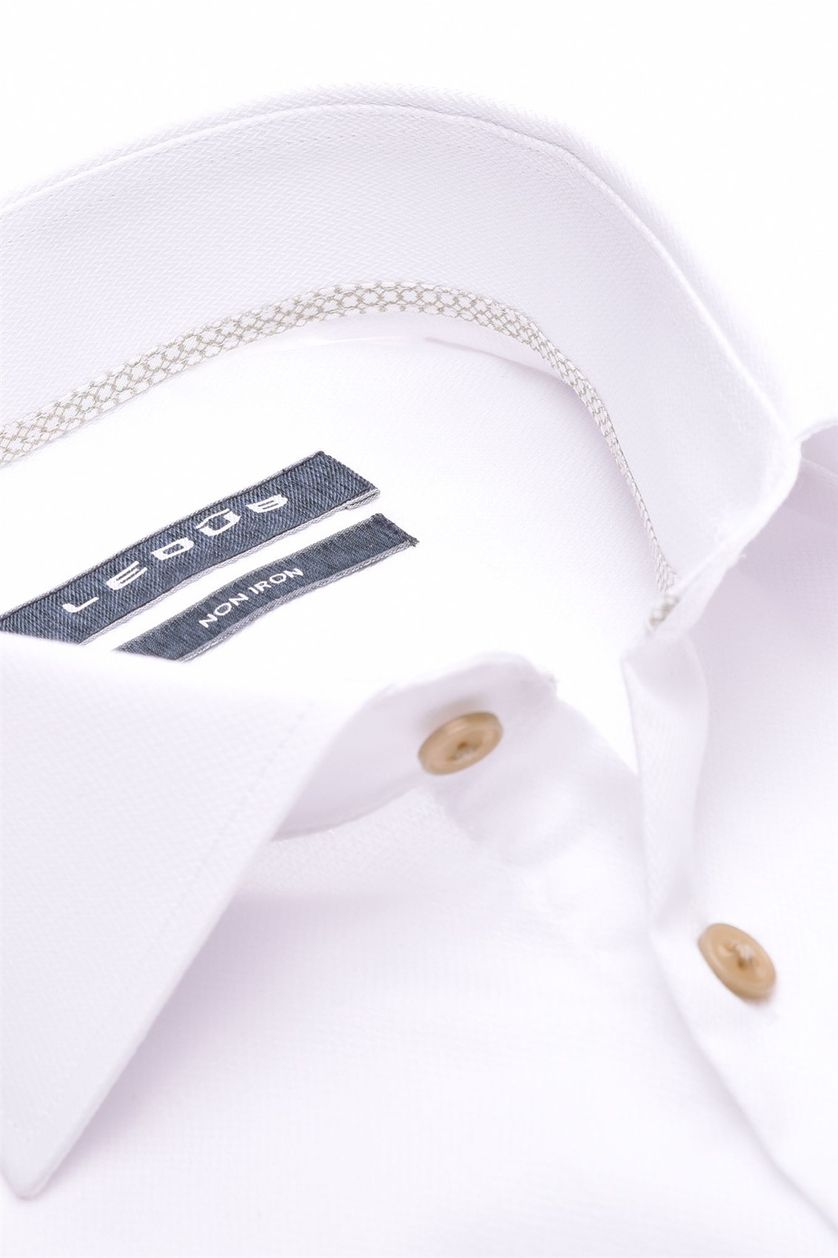 Ledub business overhemd Modern Fit New normale fit wit effen katoen strijkvrij