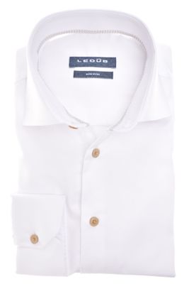 Ledub Ledub overhemd mouwlengte 7 Modern Fit New normale fit wit effen strijkvrij 100% katoen