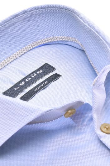 Ledub business overhemd Slim Fit lichtblauw effen katoenstrijkvrij cutaway boord