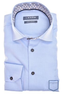 Ledub Ledub business overhemd Modern Fit New normale fit lichtblauw effen 100% katoen