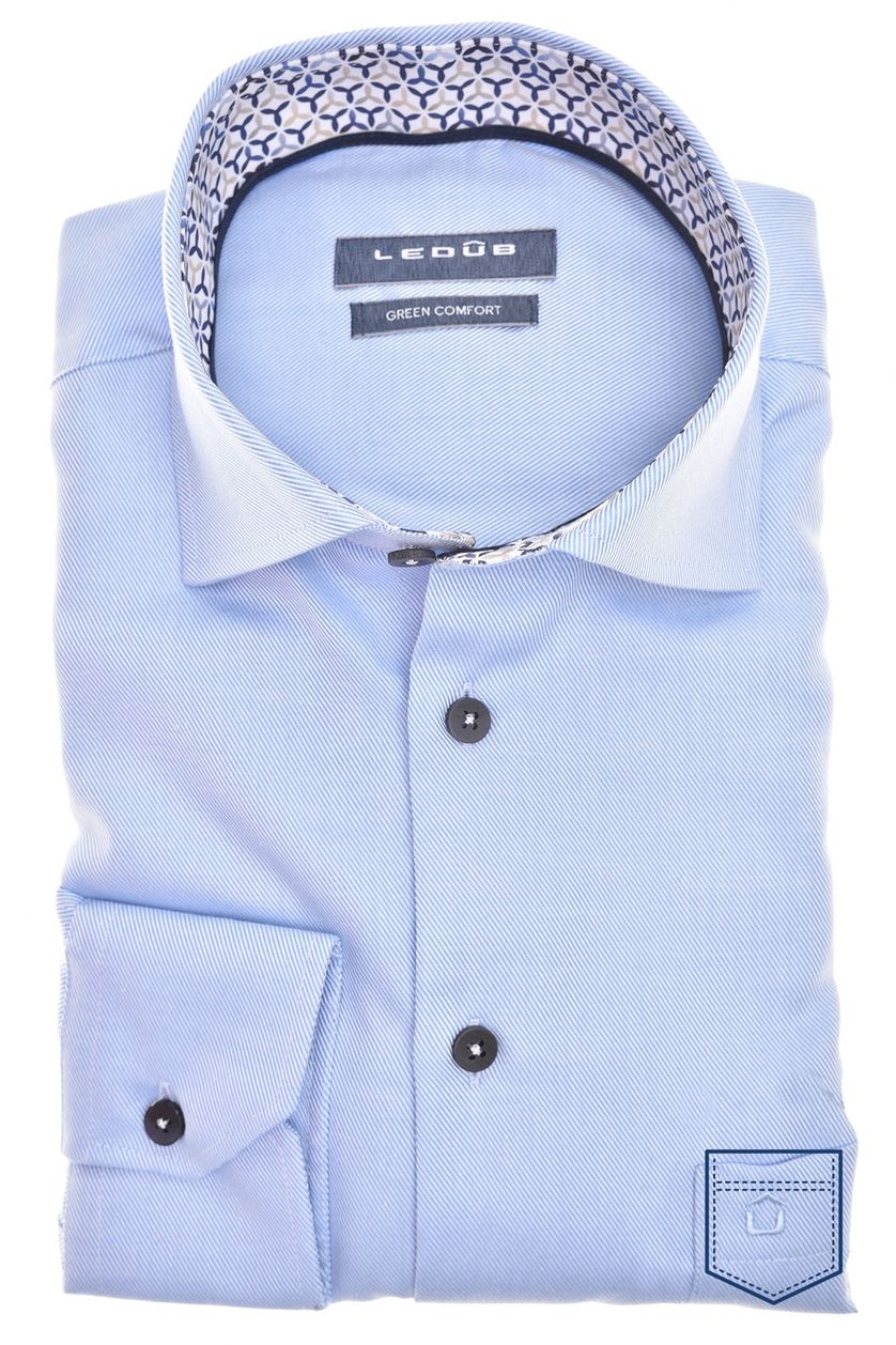 Ledub business overhemd Modern Fit New normale fit lichtblauw effen 100% katoen
