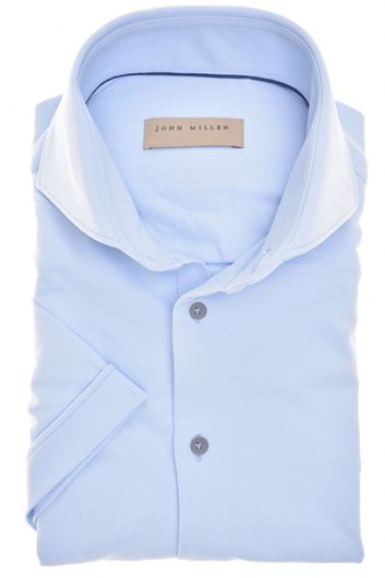 John Miller overhemd korte mouw Slim Fit slim fit lichtblauw effen 