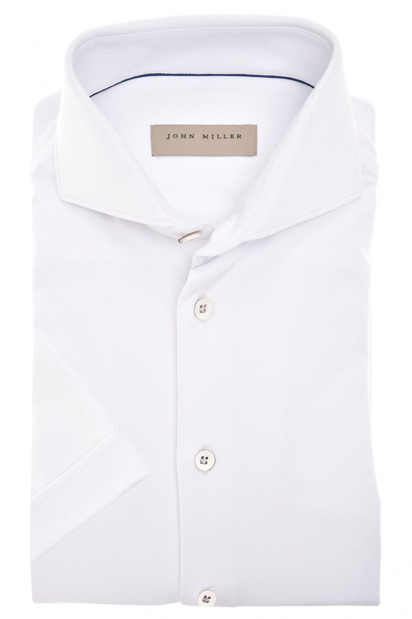 John Miller overhemd korte mouw Slim Fit effen wit