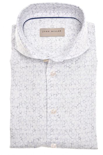 John Miller overhemd Tailored Fit wit geprint linnen