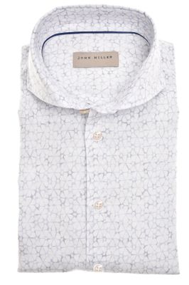 John Miller John Miller overhemd Tailored Fit wit geprint linnen