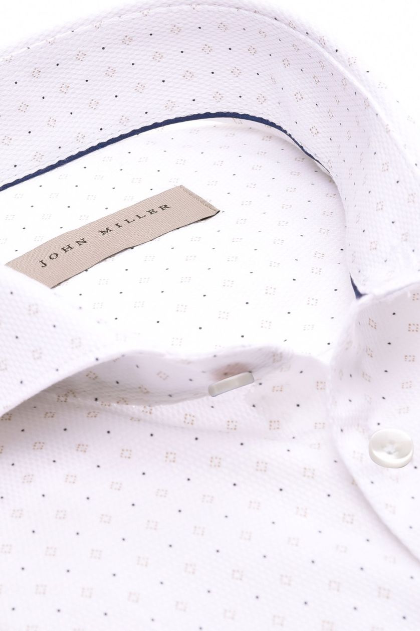 katoenen John Miller overhemd Tailored Fit wit geprint