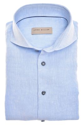 John Miller John Miller linnnen business overhemd Slim Fit effen lichtblauw