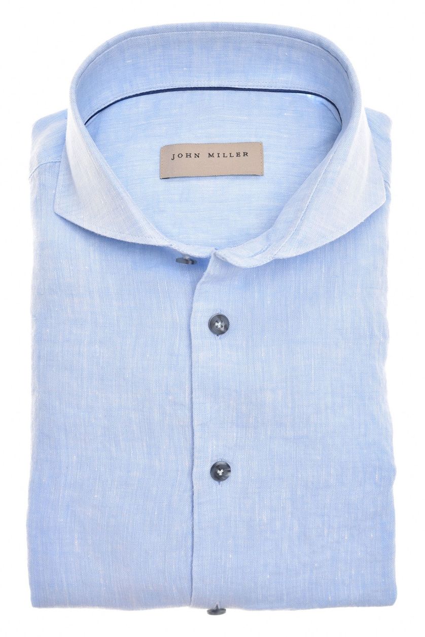 John Miller linnen business overhemd Tailored Fit lichtblauw effen