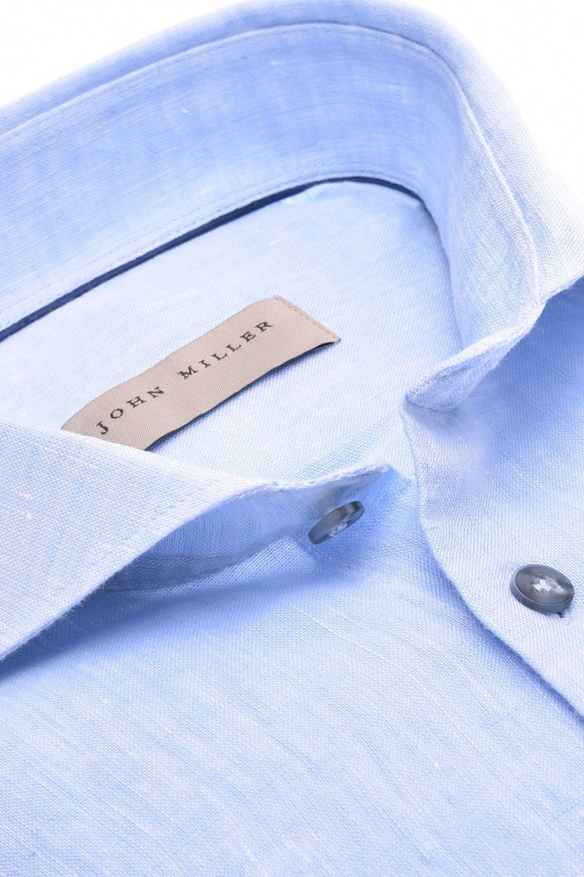 John Miller linnen business overhemd Tailored Fit lichtblauw effen