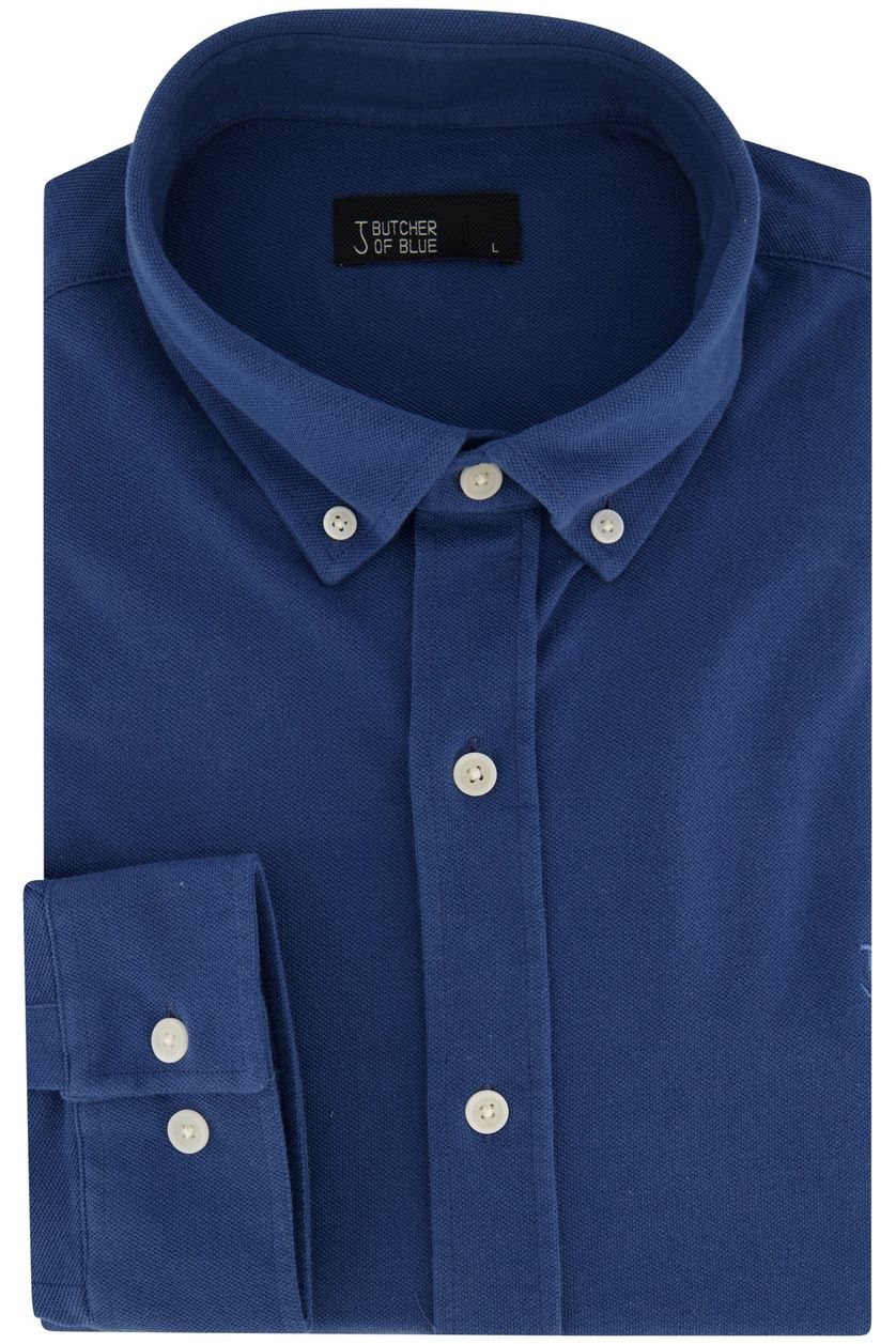 katoenen Butcher of Blue casual overhemd normale fit donkerblauw