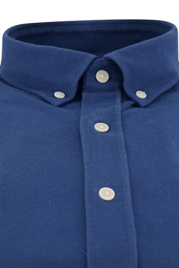 Butcher of Blue casual overhemd normale fit donkerblauw effen katoen