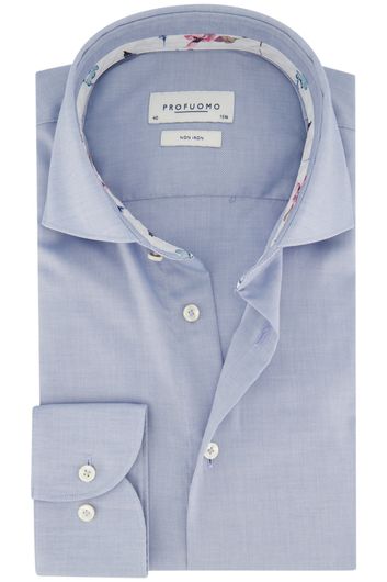 Profuomo business overhemd slim fit blauw effen katoen