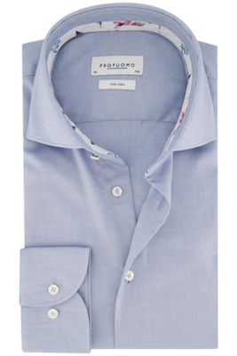 Profuomo Profuomo slim fit overhemd blauw katoen strijkvrij