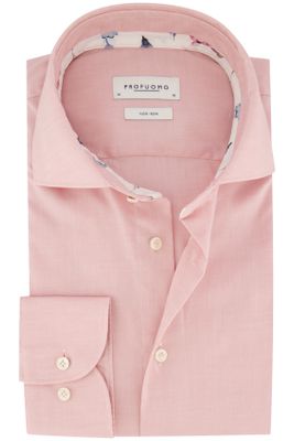 Profuomo Slim fit Profuomo katoenen overhemd roze strijkvrij