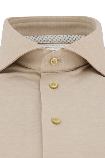Profuomo beige overhemd slim fit knitted katoen