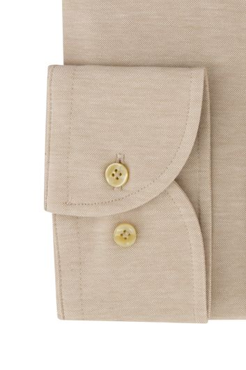 Profuomo beige overhemd slim fit knitted katoen