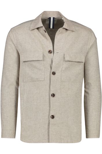 Profuomo Overshirt effen beige normale fit