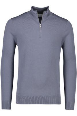 Profuomo Profuomo sweater half zip blauw effen 