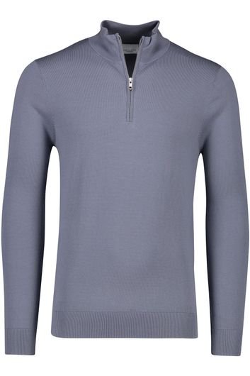 Profuomo sweater half zip effen blauw