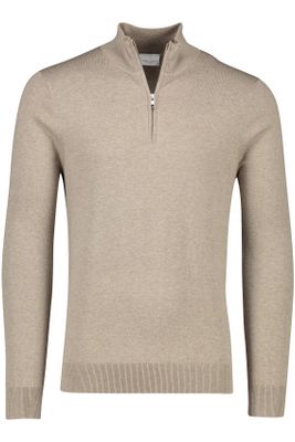 Profuomo Profuomo sweater half zip effen bruin