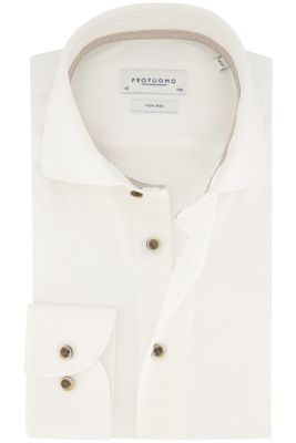 Profuomo Profuomo overhemd mouwlengte 7 slim fit wit katoen