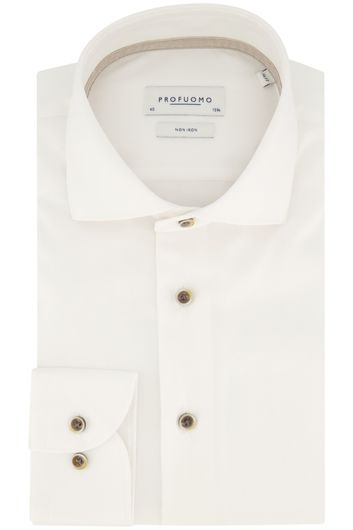 Profuomo overhemd mouwlengte 7 slim fit wit katoen